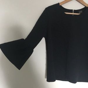 Women's Black Bell Sleeve Top